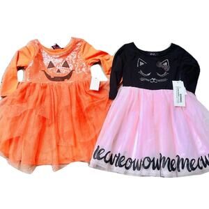 Lilt Toddler Dresses Halloween 2T x2 Pumpkin Kitty Tutu Skirt NWT Orange Black